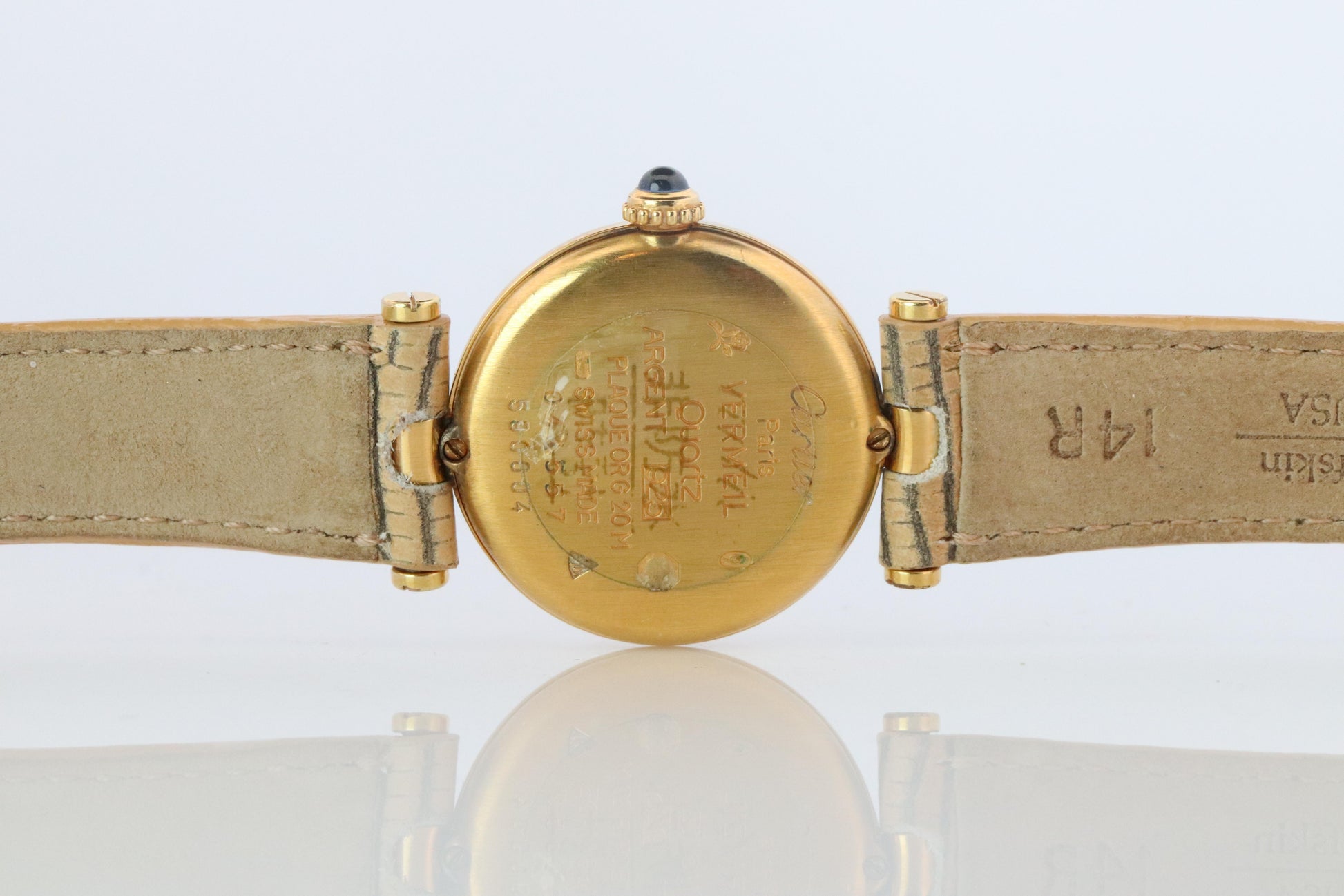 Genuine Cartier Watch. Must de Cartier Vendome 590004 Round Argent Arabic Face