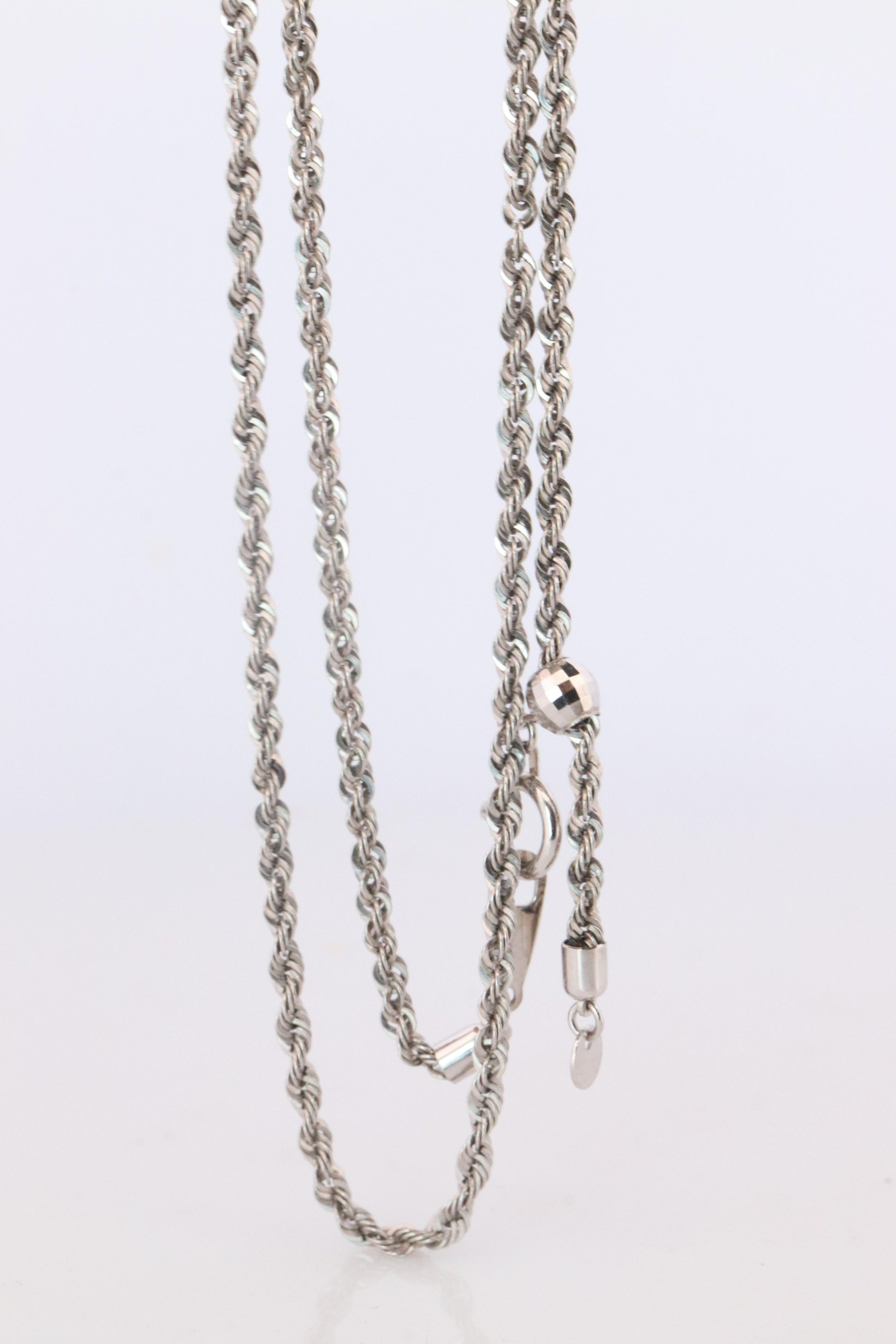 Platinum Rope Necklace. PT950 Chain Necklace 20in Adjustable