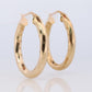 14k Gold Puffed Hollow HOOP Earrings. Large Oval HOOP earrings Twisted design.