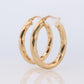 14k Gold Puffed Hollow HOOP Earrings. Large Oval HOOP earrings Twisted design.