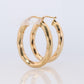 14k Gold Puffed Hollow HOOP Earrings. Large Oval HOOP earrings Twisted design.