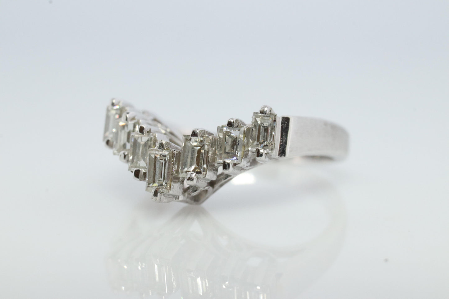 TASAKI Ring. Genuine Platinum Diamond Baguette Band Enhancer. Solitaire Jacket