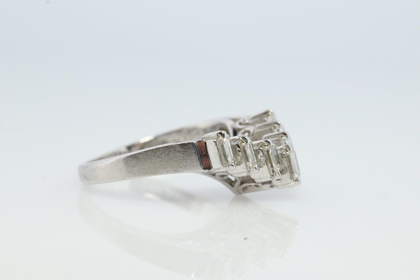 TASAKI Ring. Genuine Platinum Diamond Baguette Band Enhancer. Solitaire Jacket