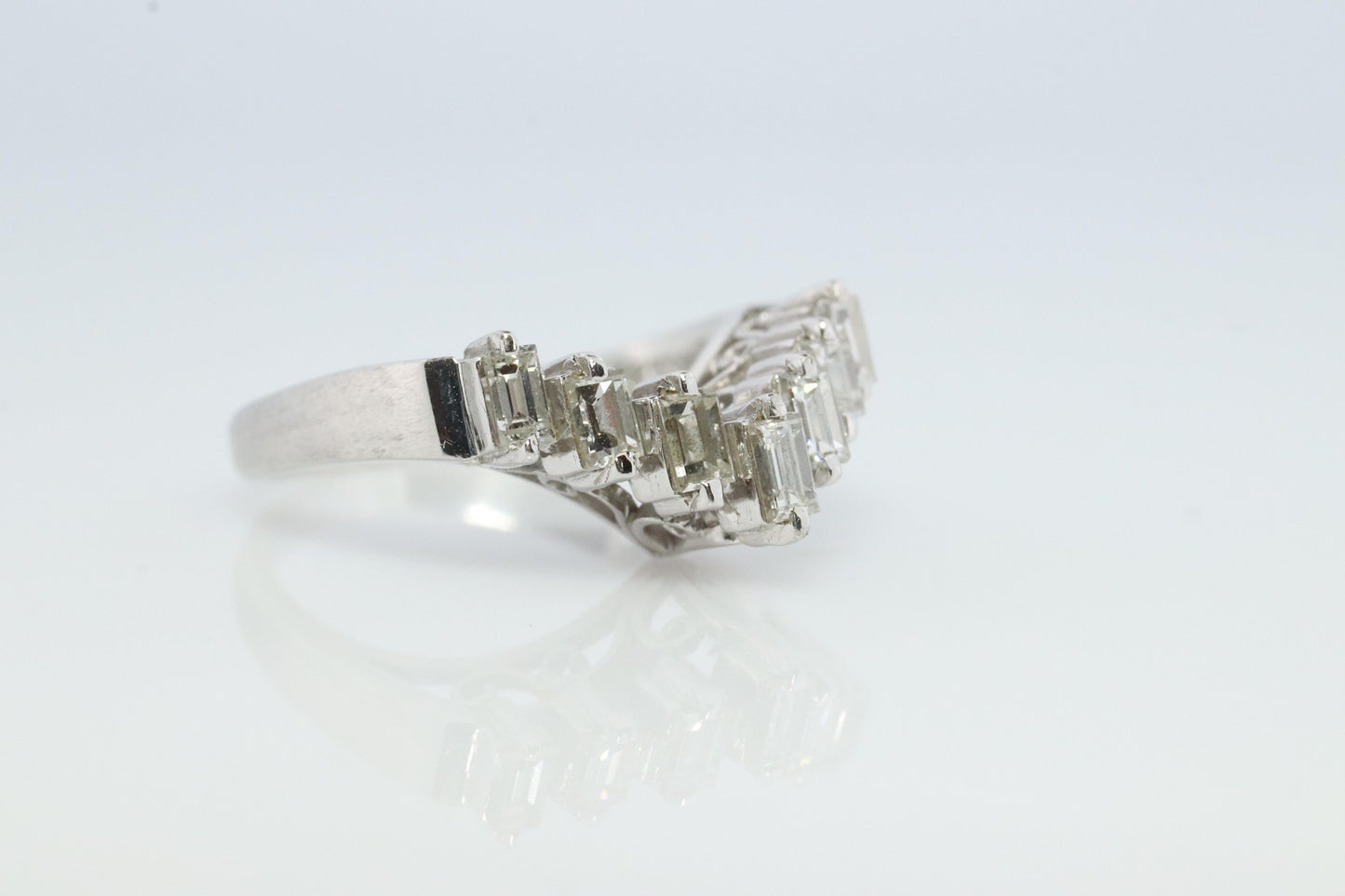 TASAKI Ring. Genuine Platinum Diamond Baguette Band Enhancer. Solitaire Jacket