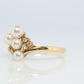 Mikimoto Ring. Vintage 18k Gold Mikimoto Pearl and Diamond Cluster. Vines Grapes