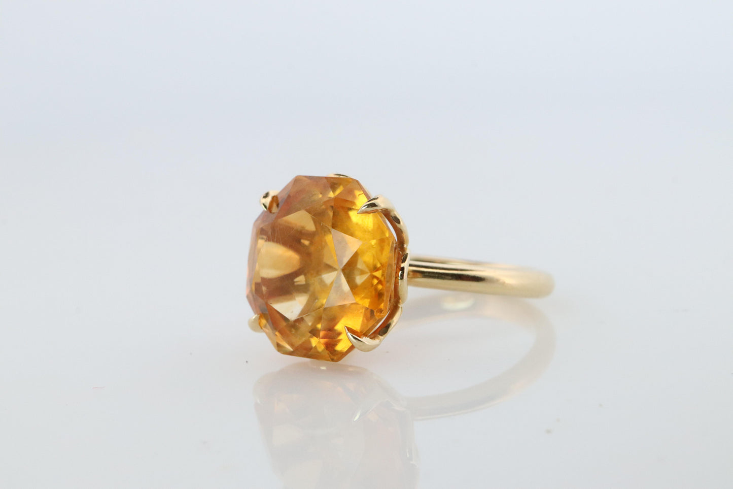 Tiffany and Co Citrine Ring. Tiffany Yellow Large Citrine Solitaire Ring.