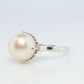 Mikimoto Ring. Vintage Platinum Mikimoto Diamond Pearl ring. PT900 Claw Pearl