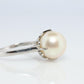 Mikimoto Ring. Vintage Platinum Mikimoto Diamond Pearl ring. PT900 Claw Pearl