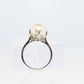 Mikimoto Ring. Vintage Platinum Mikimoto Diamond Pearl ring. PT900 Claw Pearl