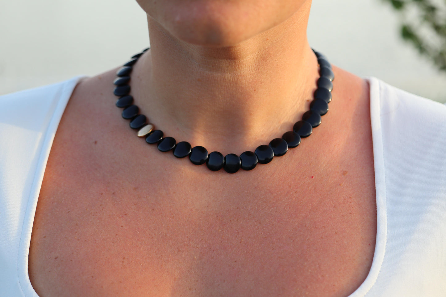 Tiffany & Co. Black Jade 18k Disk Necklace. Angela Cummins Lentil Necklace