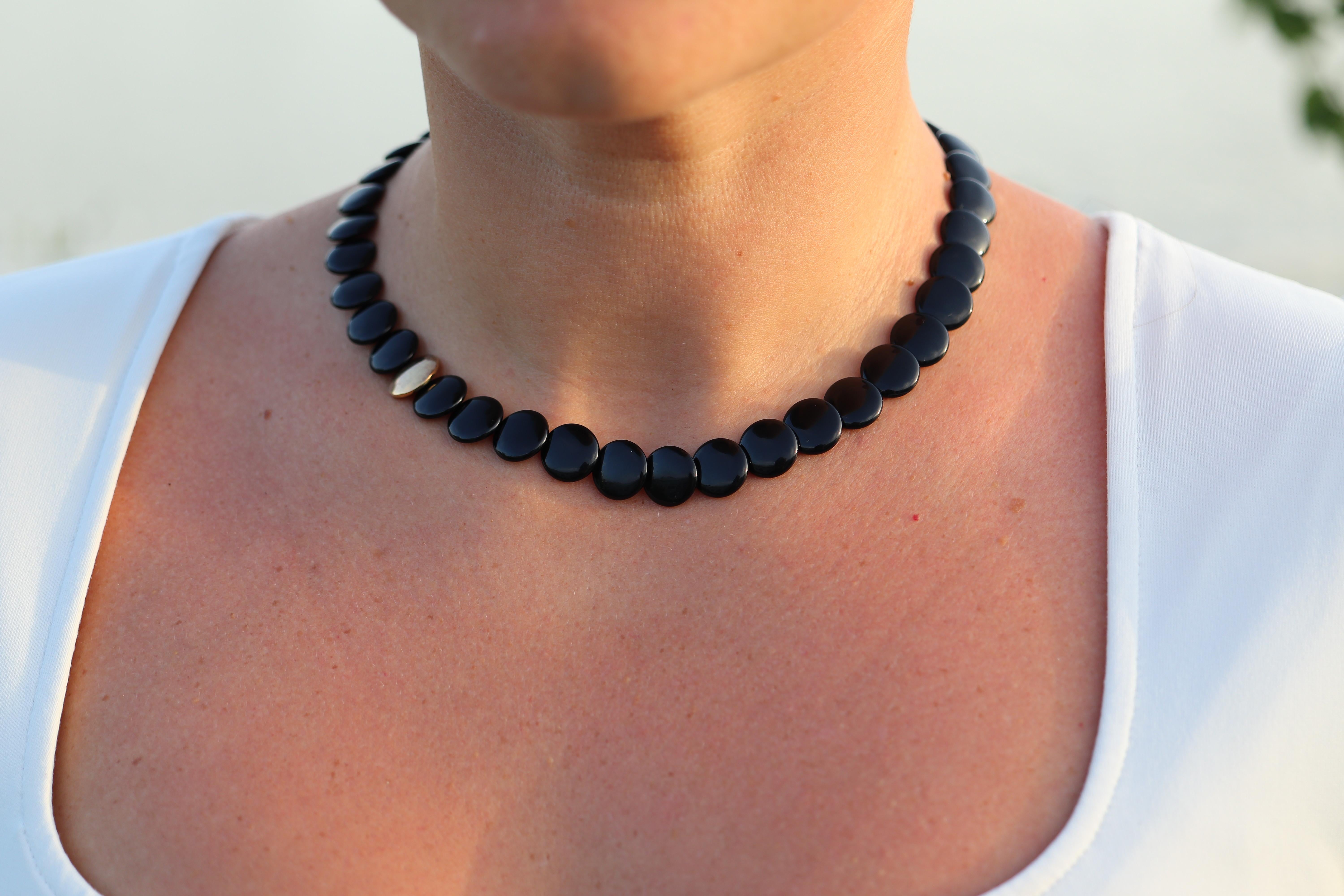 アクセサリー Tiffany & Co. Black Jade 18k Disk Necklace. Angela Cummins Lentil