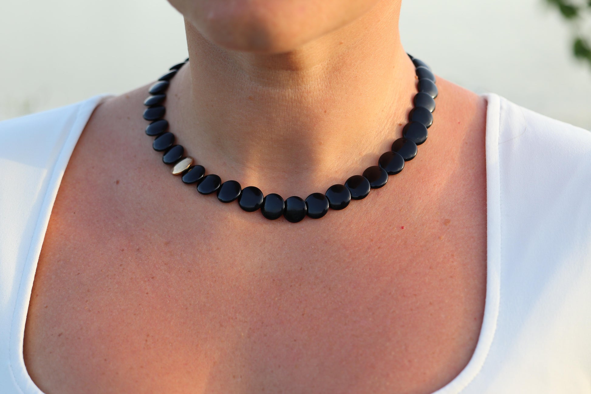 Tiffany & Co. Black Jade 18k Disk Necklace. Angela Cummins Lentil Necklace