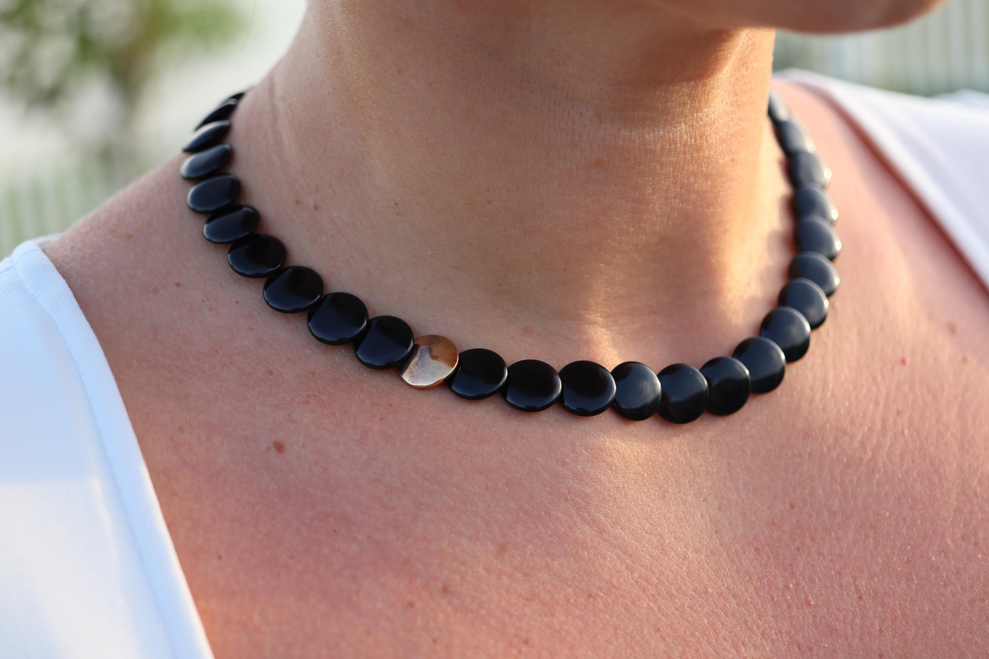 Tiffany & Co. Black Jade 18k Disk Necklace. Angela Cummins Lentil Necklace
