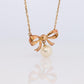 Mikimoto Pendant. Vintage 14k Gold Mikimoto BOW Pearl Diamond Necklace.