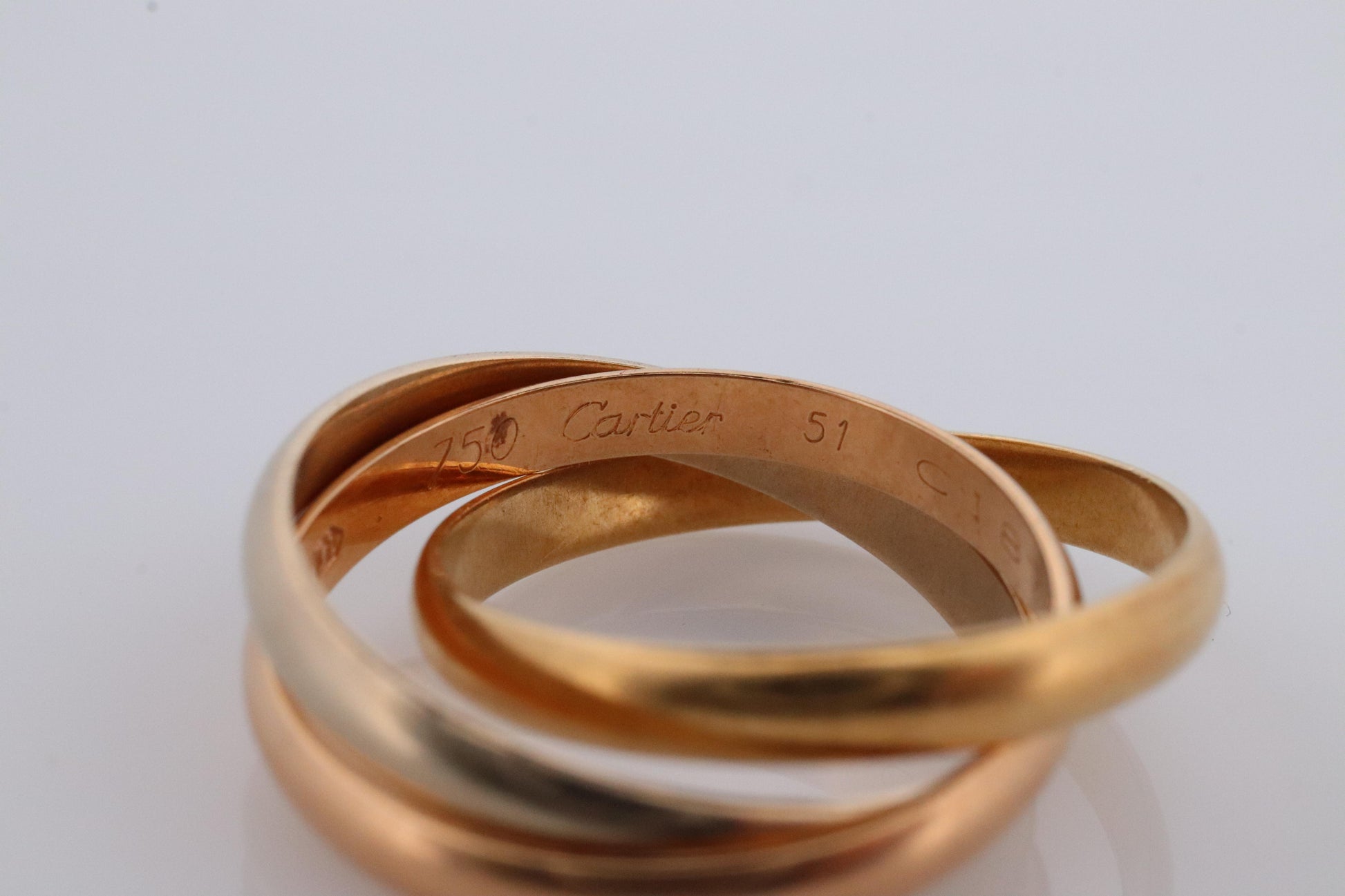 Vintage CARTIER 18k 750 Tricolor Rolling Ring. Must de Cartier Triple Ring. Band