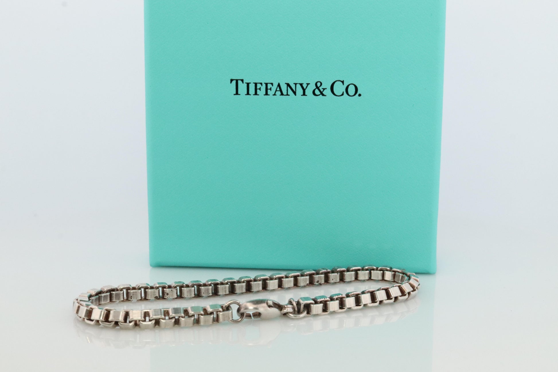 Tiffany & Co. Bracelet. Venetian Square Link Love Sterling Silver Chain Bracelet