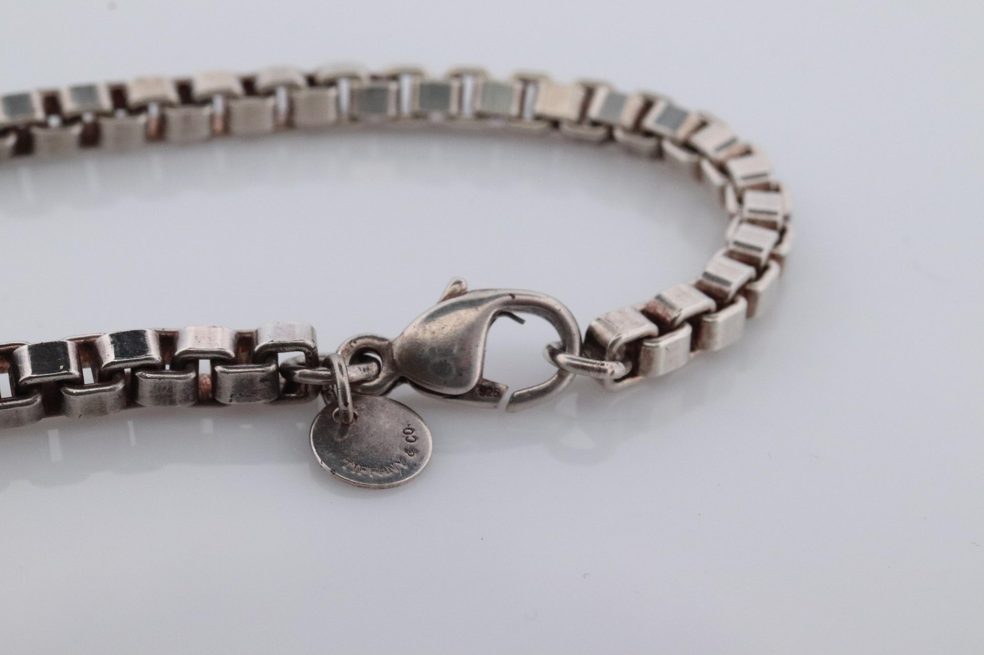 Tiffany & Co. Bracelet. Venetian Square Link Love Sterling Silver Chain Bracelet