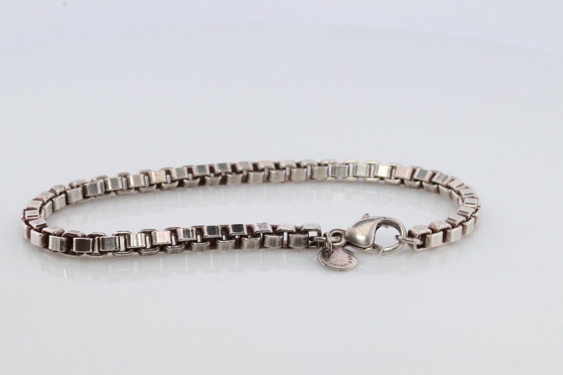 Tiffany & Co. Bracelet. Venetian Square Link Love Sterling Silver Chain Bracelet