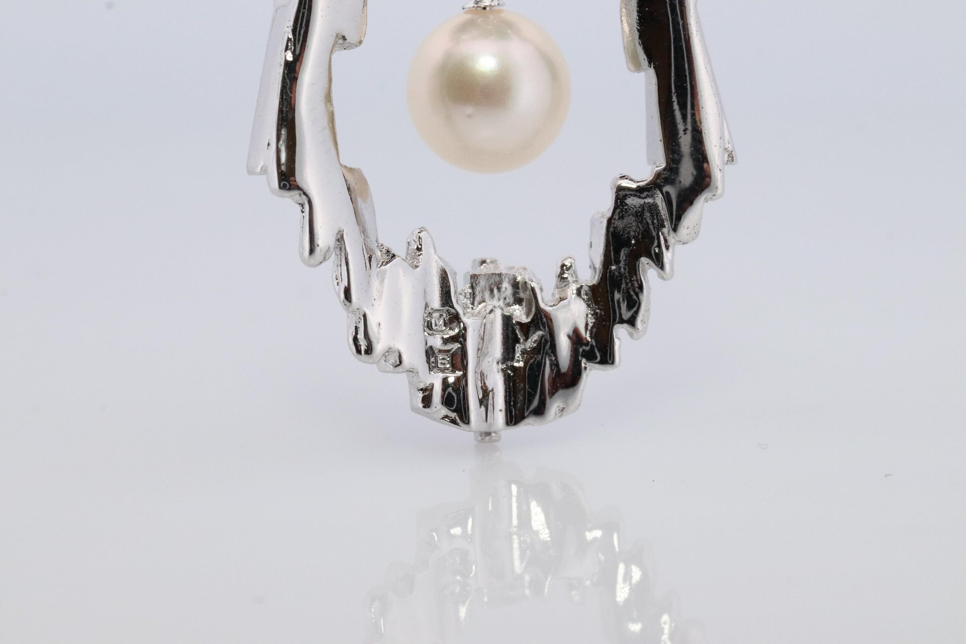 Mikimoto Pendant. Vintage Sterling Silver and 18k Gold Mikimoto Abstract Pearl