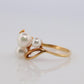 Mikimoto Ring. Vintage 18k Gold Mikimoto Pearl Cluster with Vines and Grapes