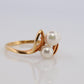 Mikimoto Ring. Vintage 18k Gold Mikimoto Pearl Cluster with Vines and Grapes