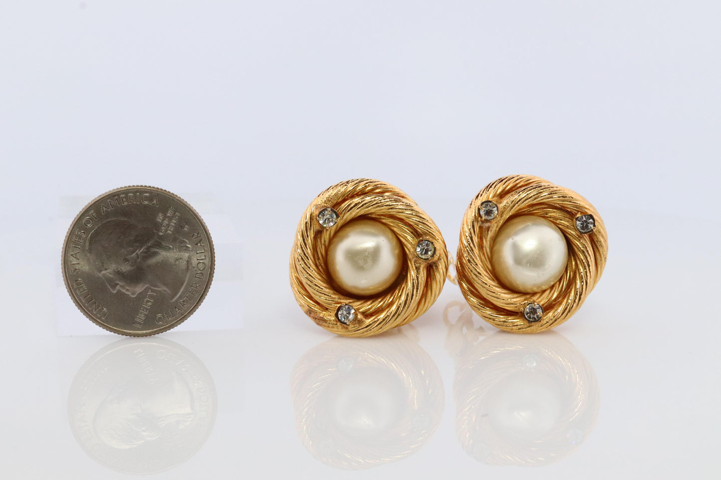 Chanel Earrings. Genuine CHANEL Mabe Pearl Crystal Coil Knot Clip on earrings.