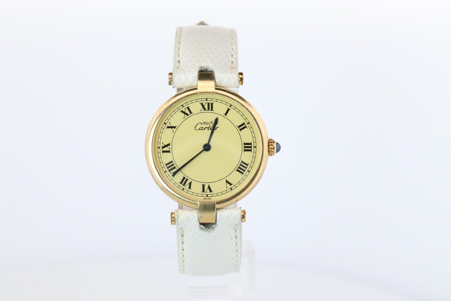 Cartier Watch. Must de Cartier Champagne Dial Vendome Round Argent 590003 30mm.