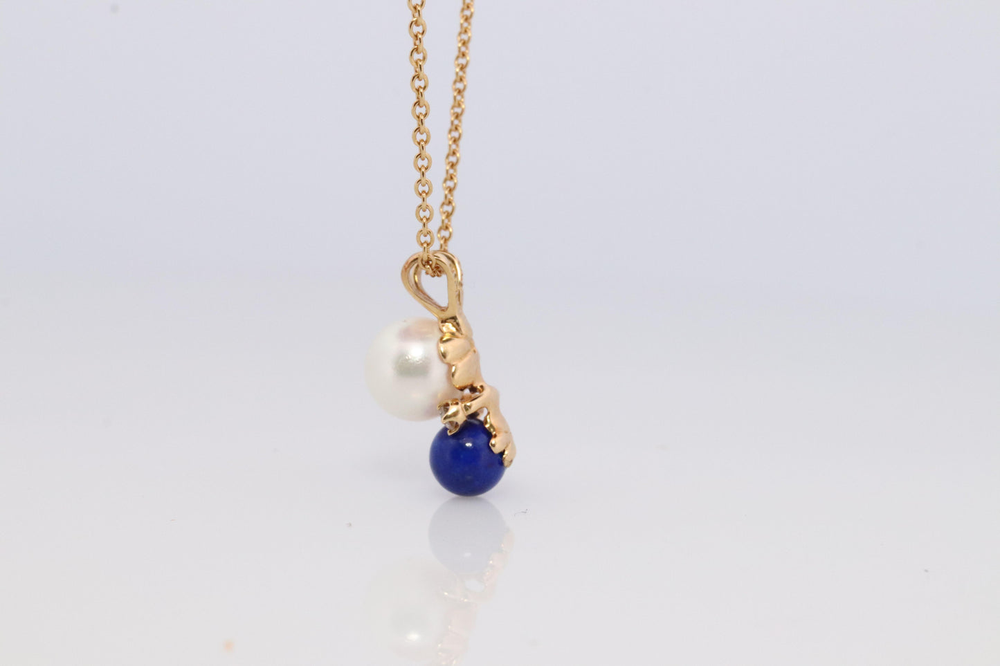 Tiffany and Co Pearl Diamond Lapis Pendant. 18k Tiffany Elsa Peretti Necklace