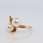 Mikimoto Ring. Vintage 18k Gold Mikimoto Pearl Cluster with Vines and Grapes