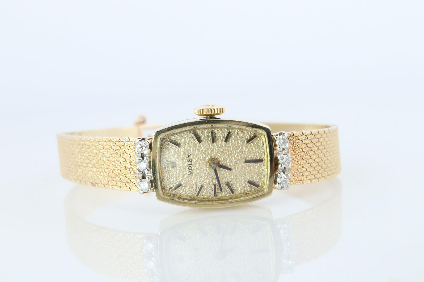 Genuine Rolex Diamond Watch. 14k YG Ladies Rolex Mechanical Windup Watch.