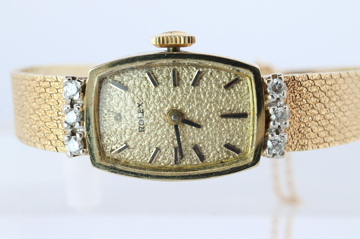 Genuine Rolex Diamond Watch. 14k YG Ladies Rolex Mechanical Windup Watch.