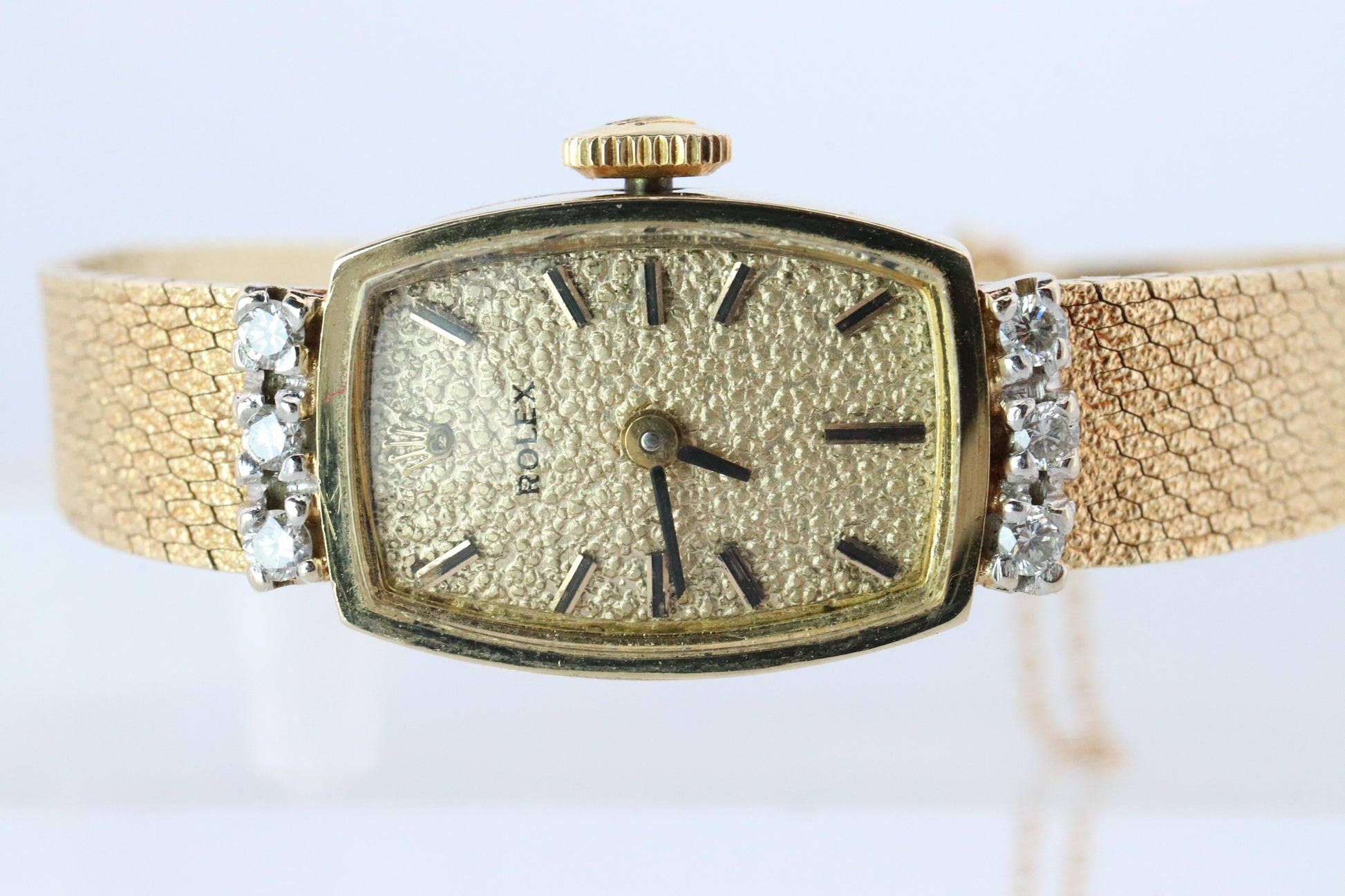 Genuine Rolex Diamond Watch. 14k YG Ladies Rolex Mechanical Windup Watch.