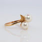 Mikimoto Ring. Vintage 18k Gold Mikimoto Pearl Cluster with Vines and Grapes