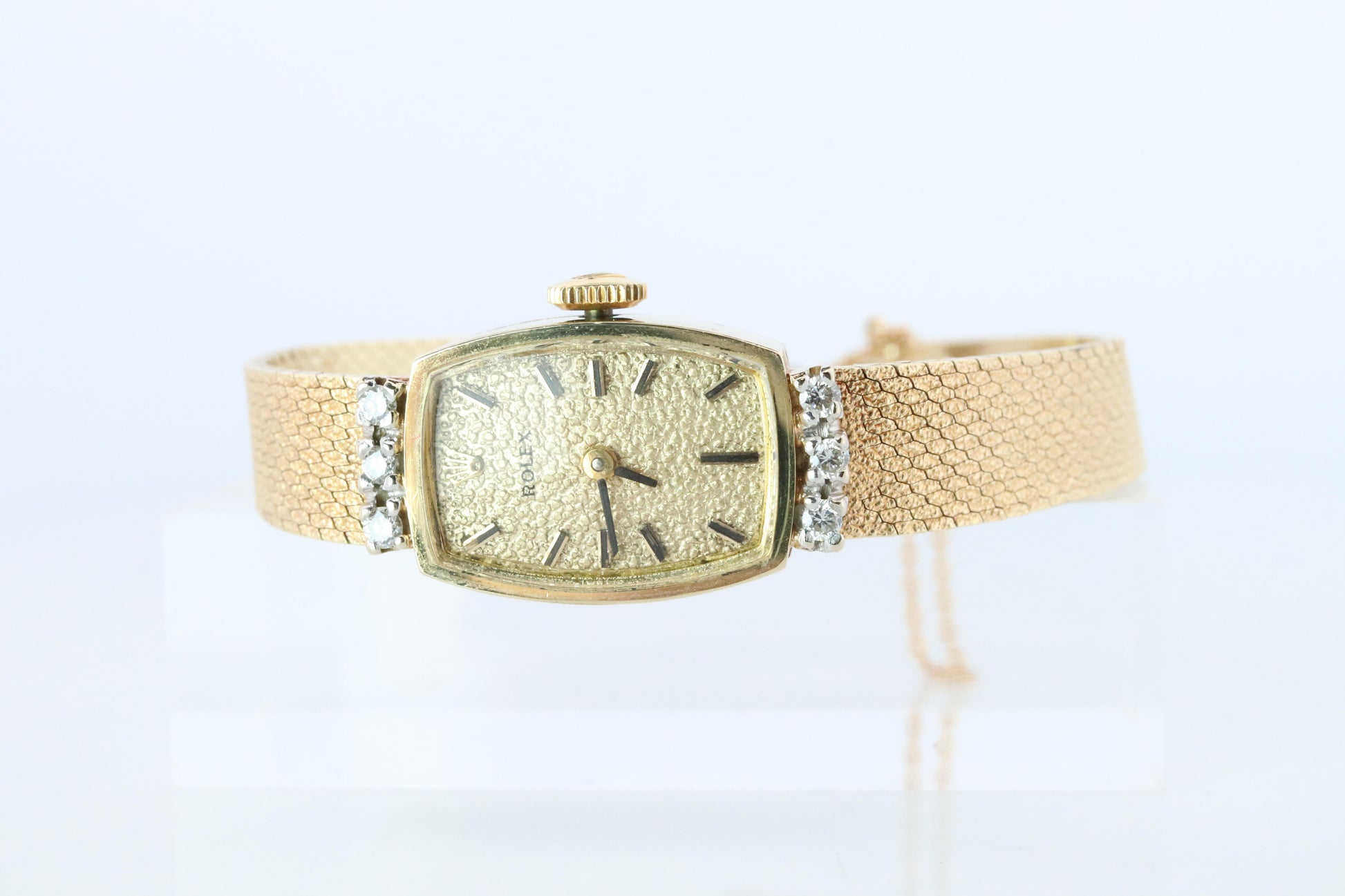 Genuine Rolex Diamond Watch. 14k YG Ladies Rolex Mechanical Windup Watch.