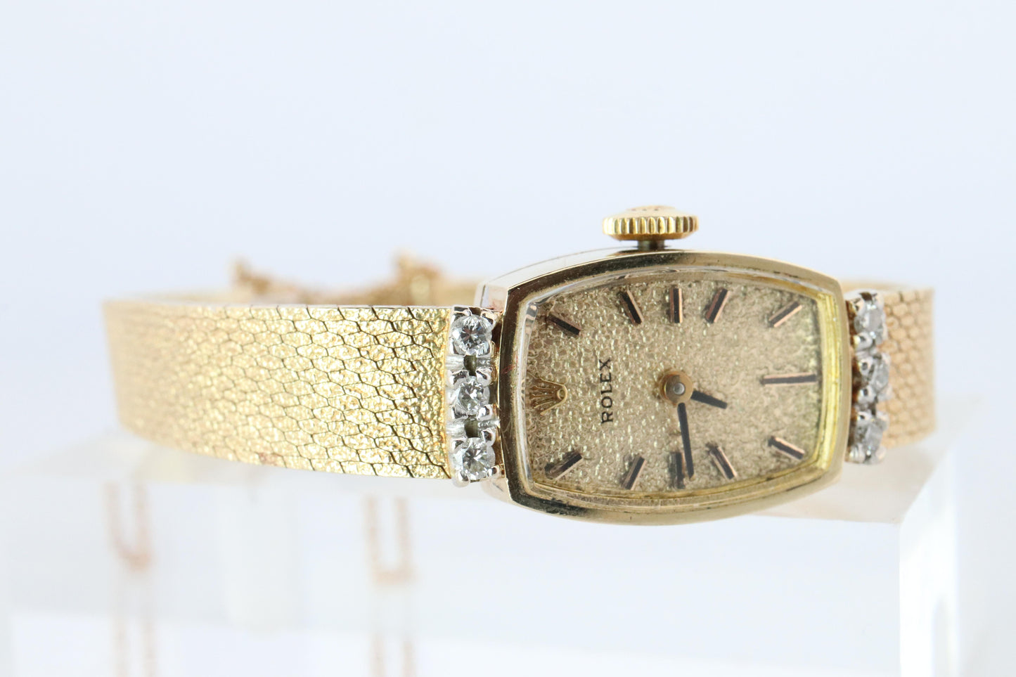 Genuine Rolex Diamond Watch. 14k YG Ladies Rolex Mechanical Windup Watch.