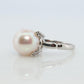 Mikimoto Ring. Vintage Platinum Mikimoto Diamond Pearl ring. PT900 Claw Pearl