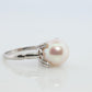 Mikimoto Ring. Vintage Platinum Mikimoto Diamond Pearl ring. PT900 Claw Pearl