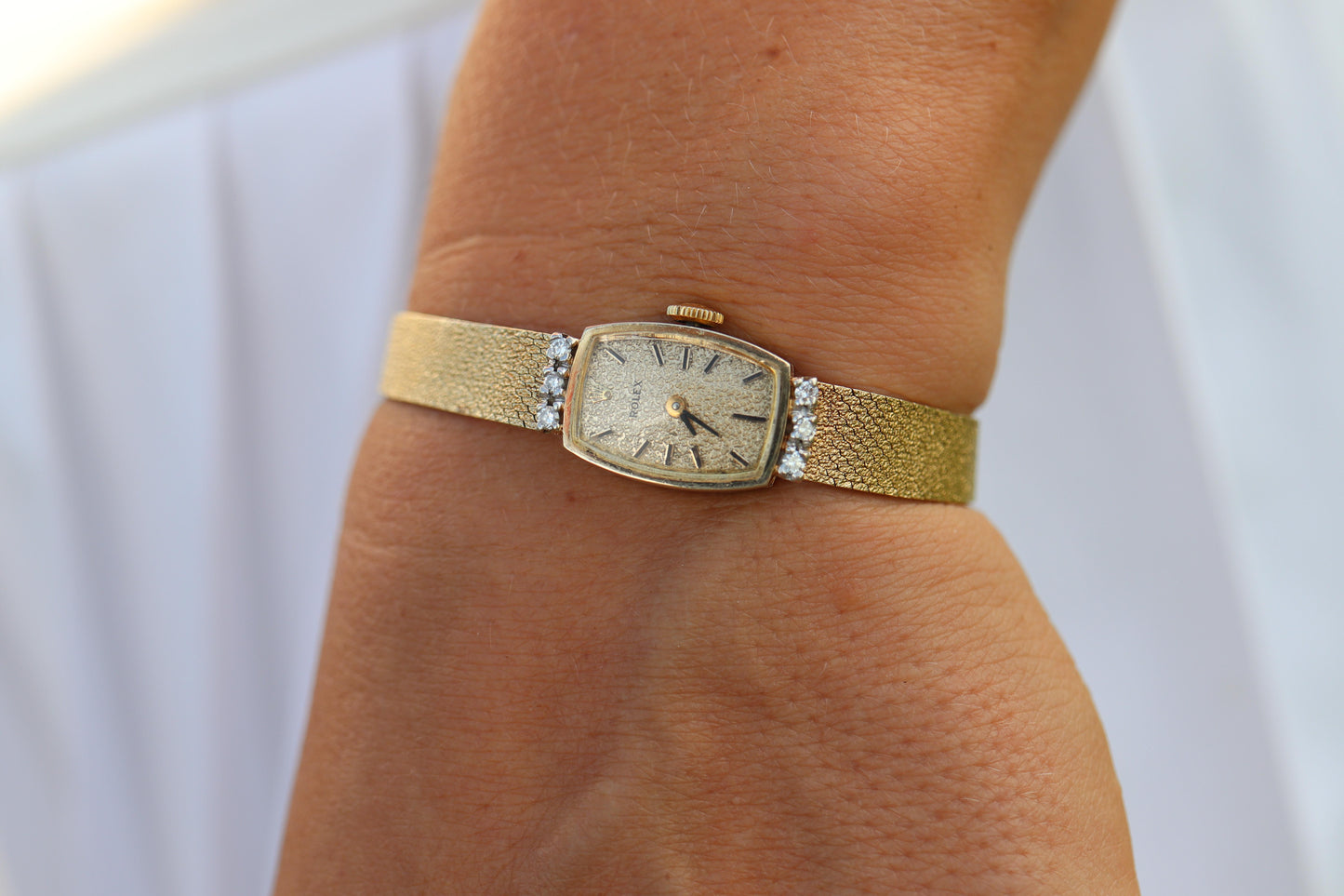 Genuine Rolex Diamond Watch. 14k YG Ladies Rolex Mechanical Windup Watch.
