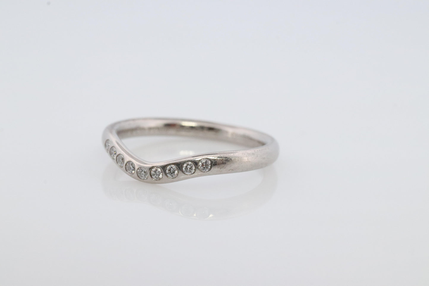 Vintage Tiffany and Co. Diamond Eternity Platinum Ring. Tiffany Curve PT950 band