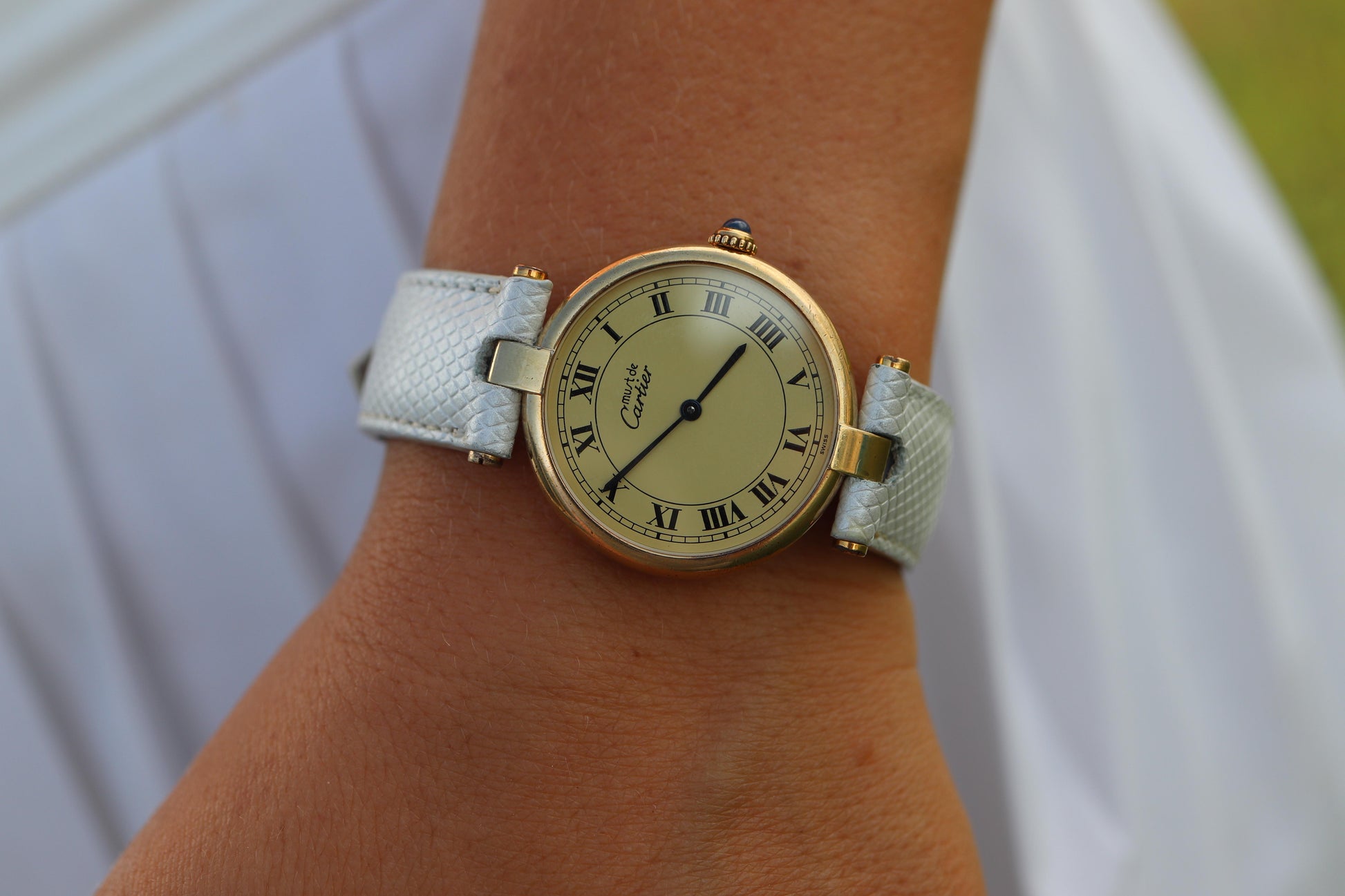 Cartier Watch. Must de Cartier Champagne Dial Vendome Round Argent 590003 30mm.