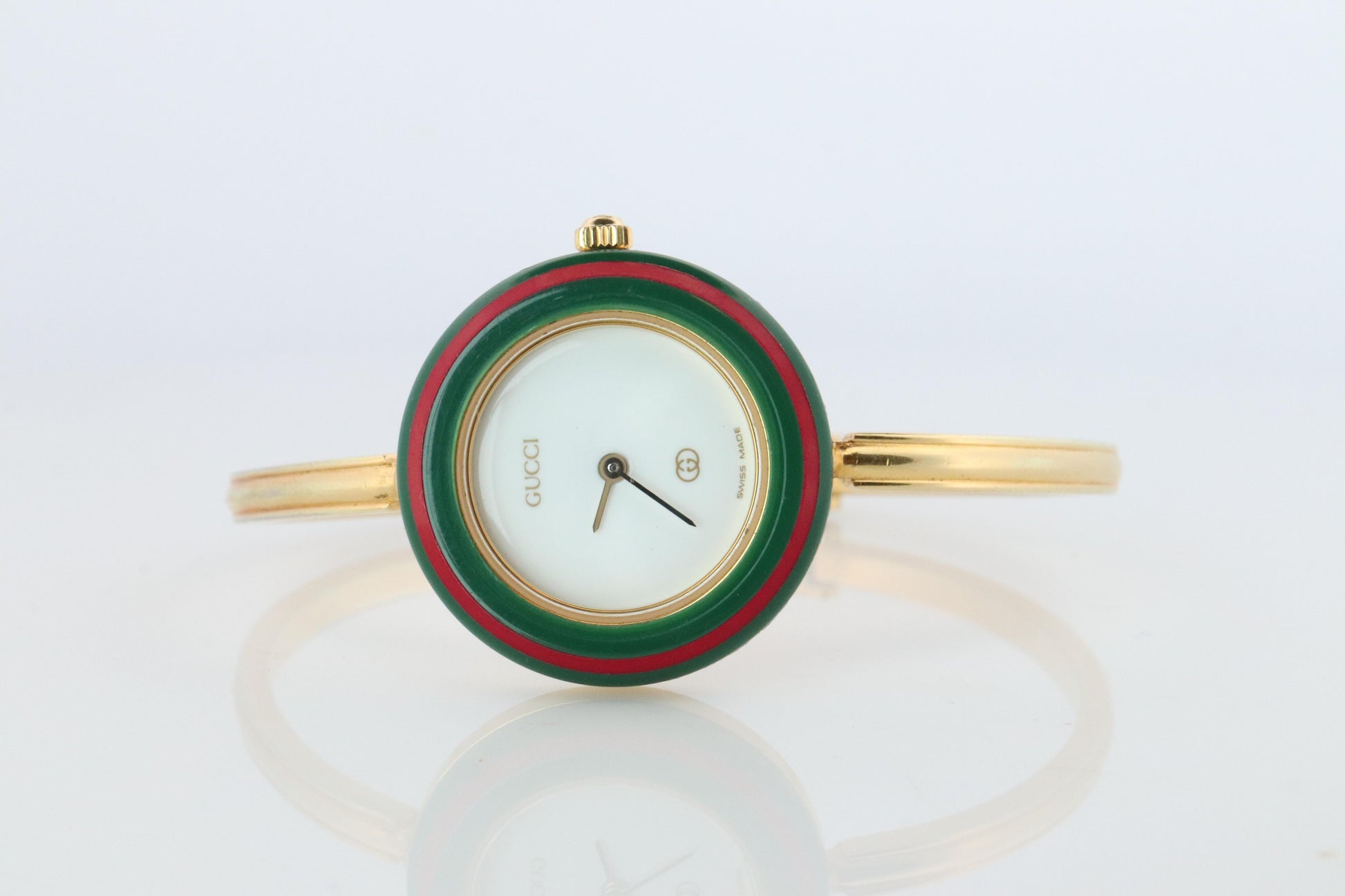 Vintage GUCCI Quartz 1100L Watch. Gucci Ladies Bangle Interchange 10 Bezel watch