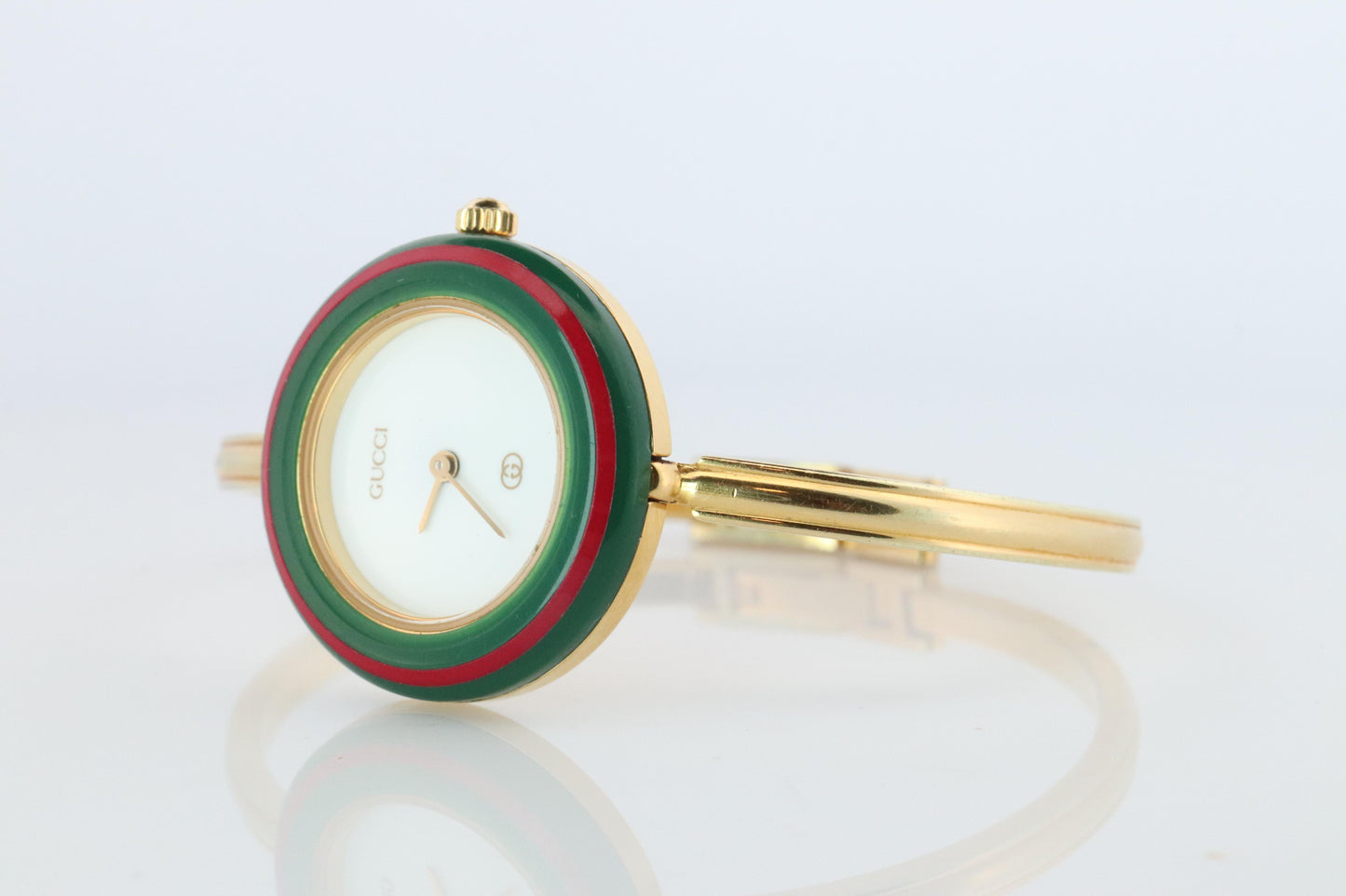 Vintage GUCCI Quartz 1100L Watch. Gucci Ladies Bangle Interchange 10 Bezel watch