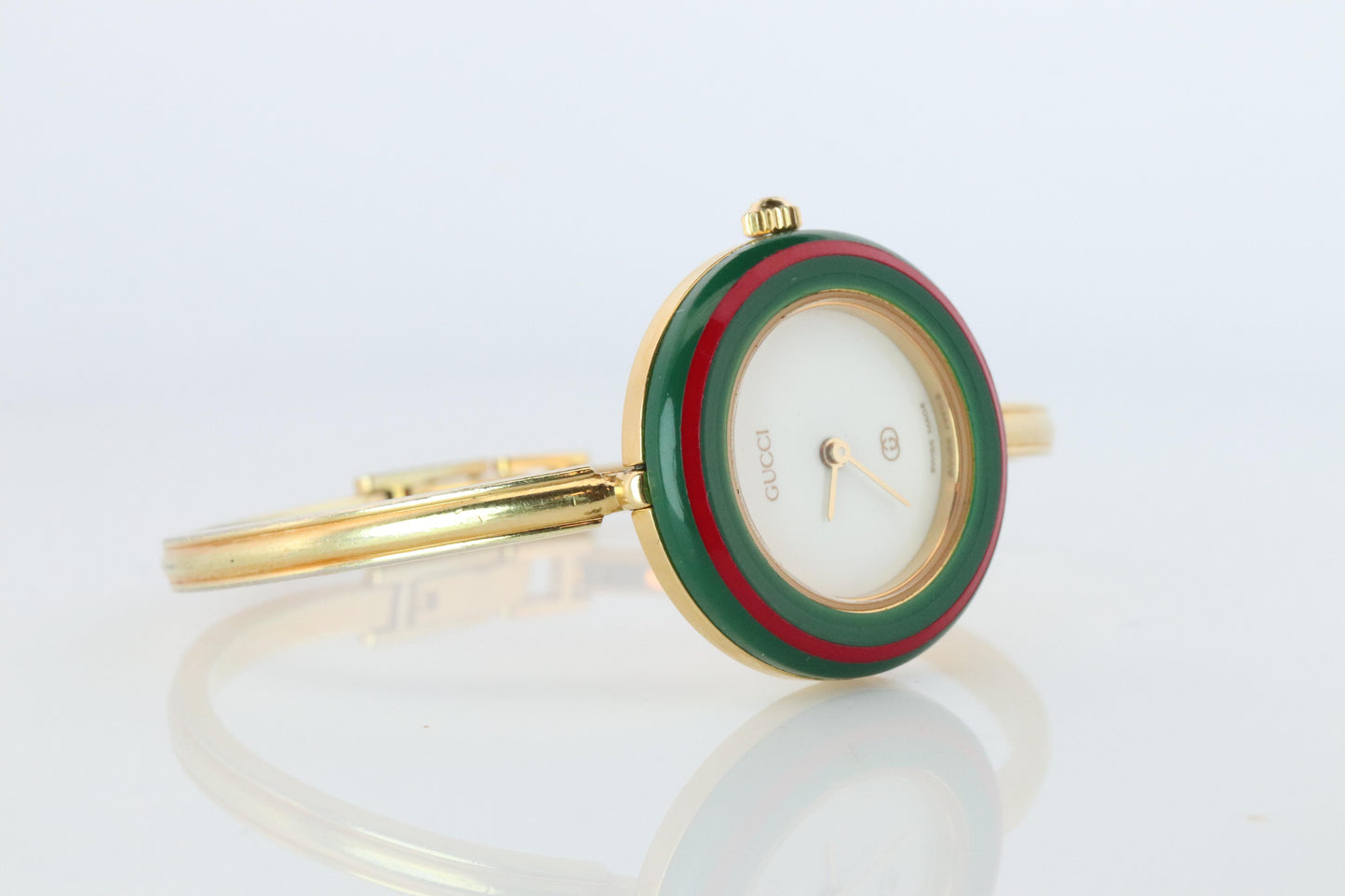 Vintage GUCCI Quartz 1100L Watch. Gucci Ladies Bangle Interchange 10 Bezel watch