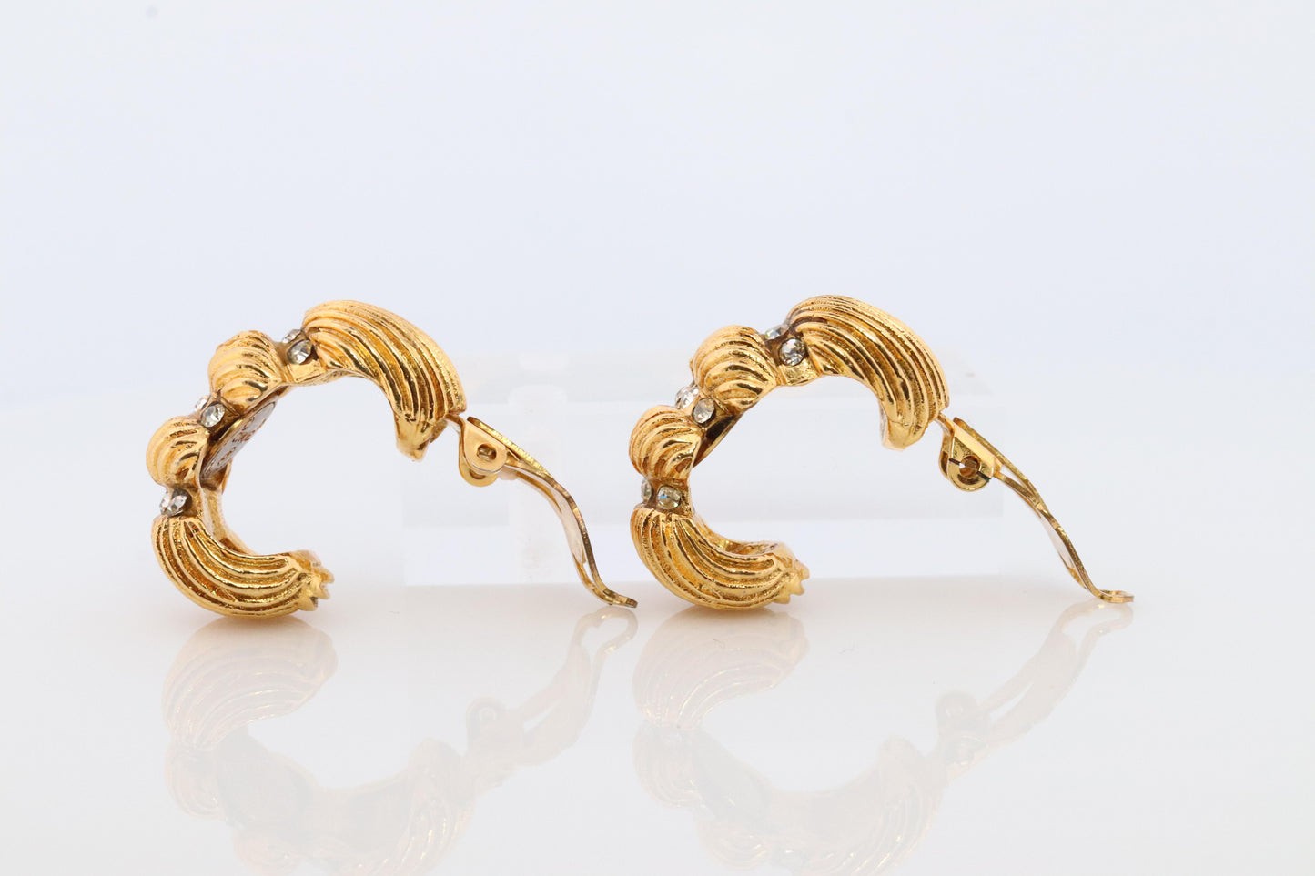 Chanel Earrings. Genuine CHANEL Hoop Crystal Coil Knot Clip on earrings.