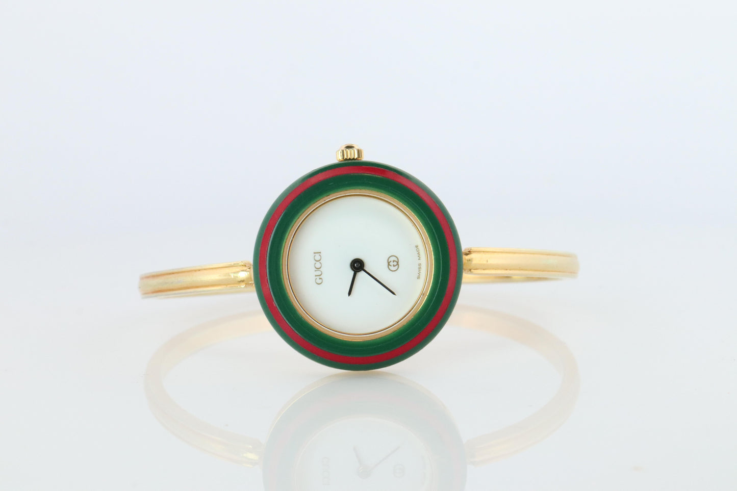 Vintage GUCCI Quartz 1100L Watch. Gucci Ladies Bangle Interchange 10 Bezel watch