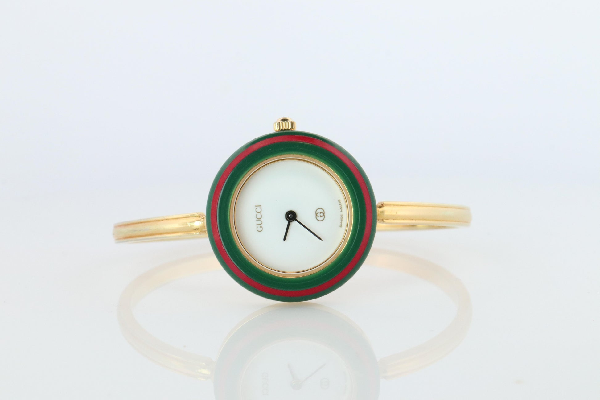 Vintage GUCCI Quartz 1100L Watch. Gucci Ladies Bangle Interchange 10 Bezel watch
