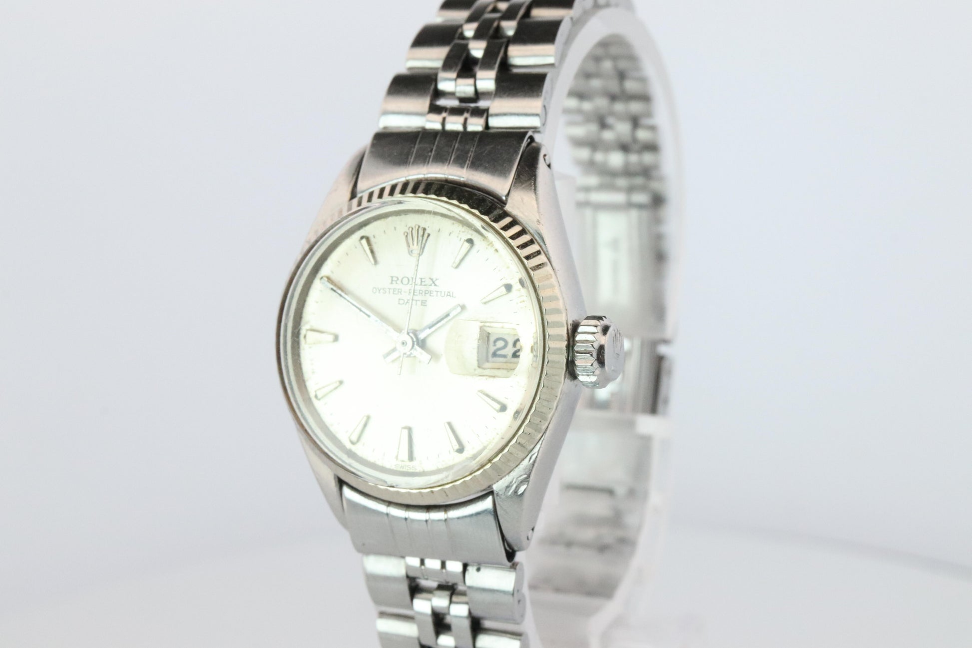 Genuine Rolex 6517 Oyster Perpetual Watch. Ladies ROLEX Automatic WG Bezel.