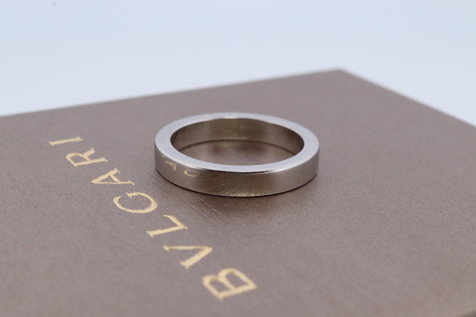 Bvlgari Ring. Bulgari Marry ME Platinum plain Band Pt950 Flat Genuine Bvlgari