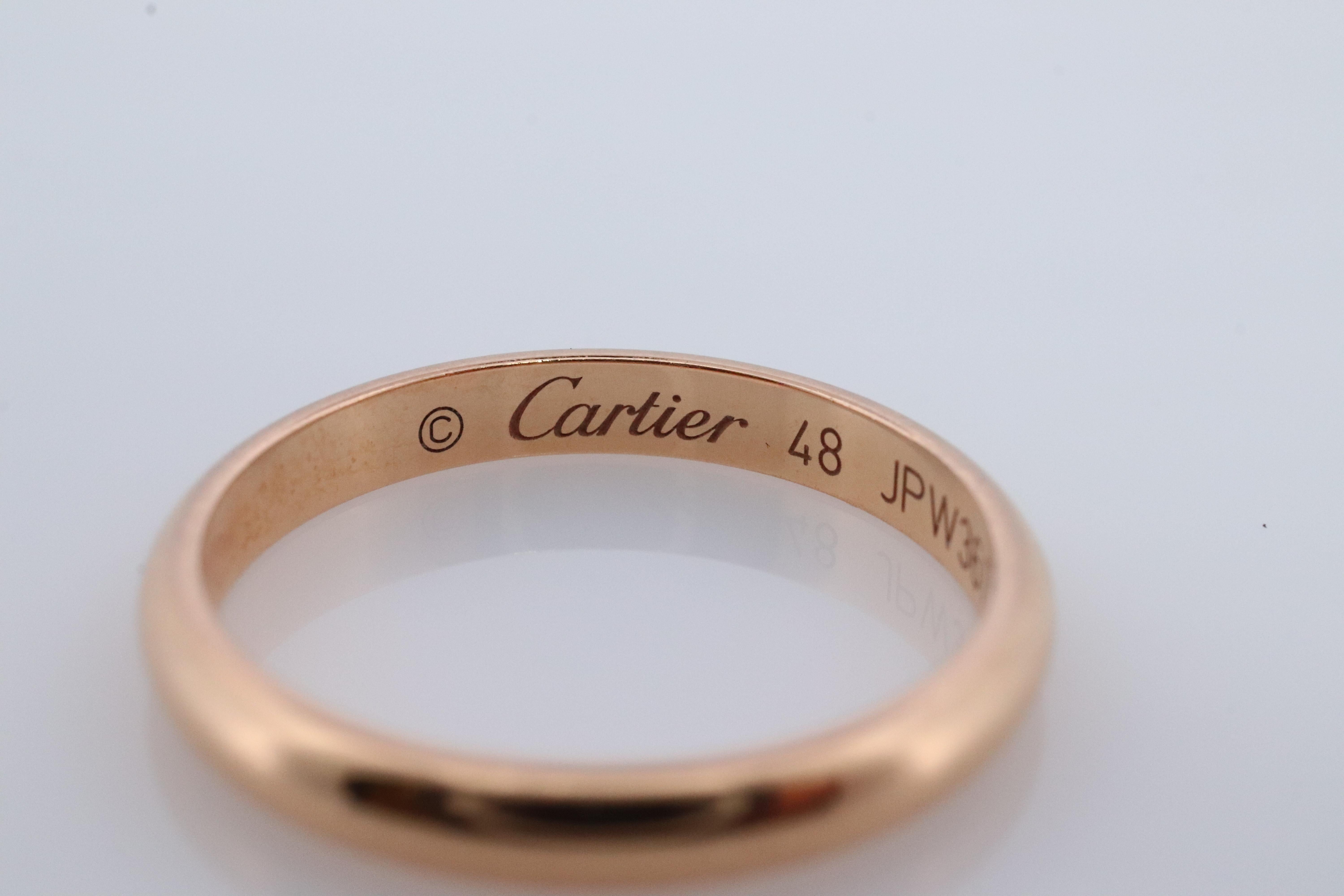 CARTIER 18k 750 Yellow Gold Ring. Cartier 2.5mm 18k wedding