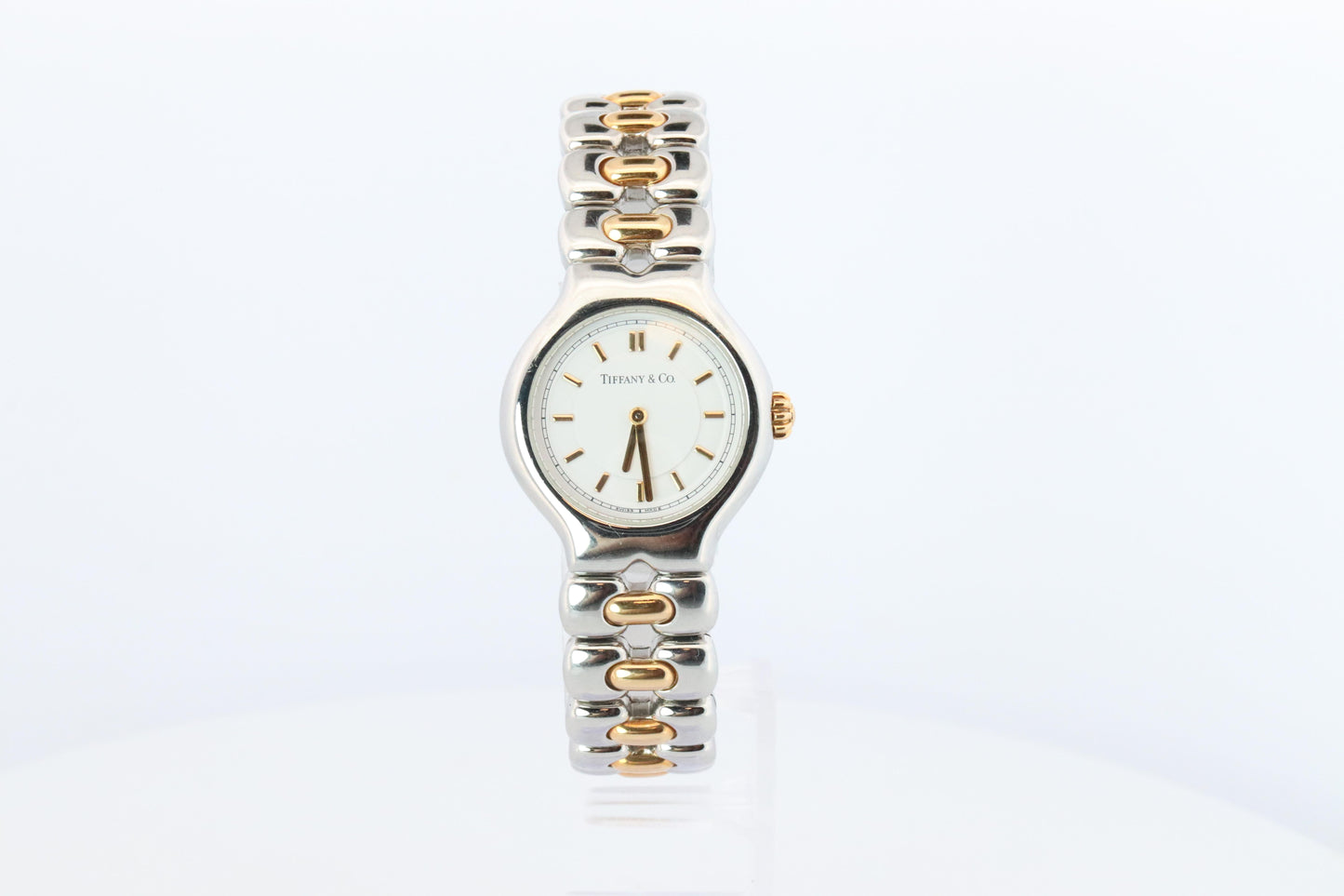 Tiffany and Co Watch. 18k Tiffany Tesoro Stainless Steel Ladies 25mm Wristwatch